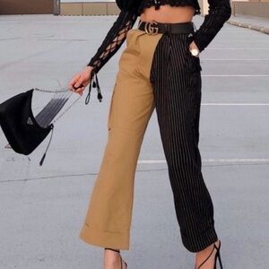 Choosy Split Color Cargo High Rise Pants Size 4 NWT